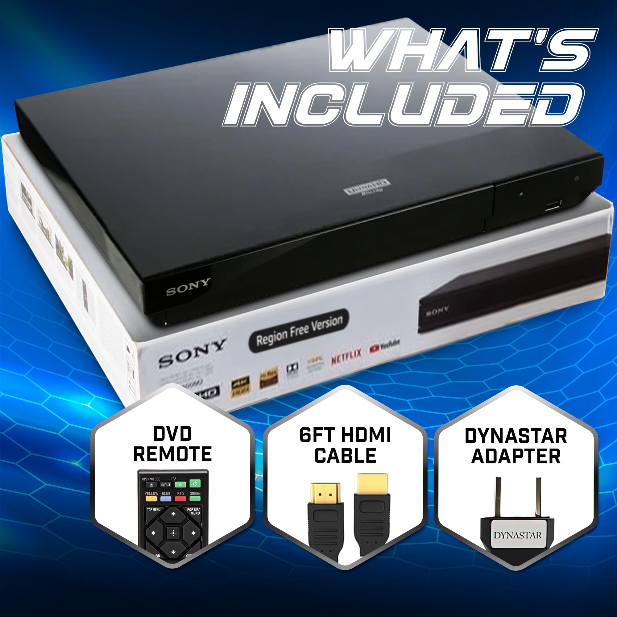 Dynastar Leitor De Blu-Ray 4K Uhd Sem Região Compatível Com Sony